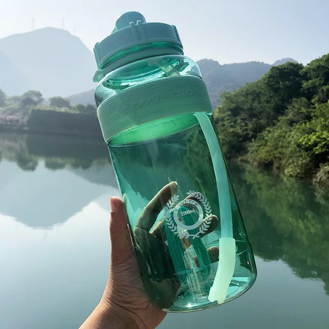 2000ml-600ml Outdoor Fitness Sports Bottle Kettle Large Capacity Portable Climbing Bicycle Water Bottles BPA Free Gym Space Cups HA437-green