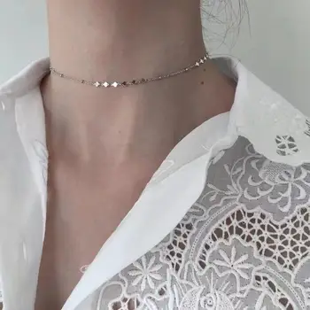 

s925 silver temperament careful heart necklace female sweet light bead single chain short clavicle chain