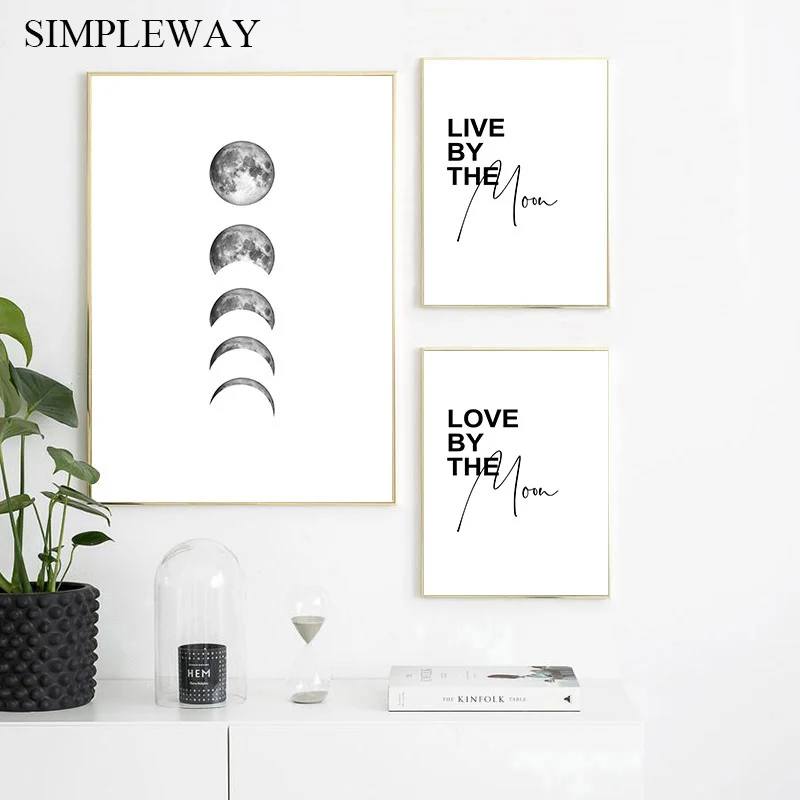 

Moon Phase Romantic Quotes Poster Nordic Letter Art Canvas Print Minimalist Wall Picture Painting Modern Living Room Decoration