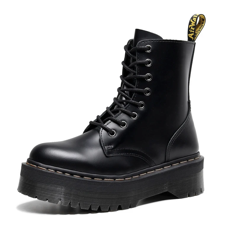Chunky Motorcycle Boots Women Autumn Winter boots Thick sole zip Platform high top Fashion Leather dr chic Shoes ST505 | Обувь