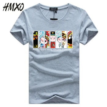 

HMXO New Men Summer T-shirt Chinese style Print T shirt Male Print Slim Fit Short Sleeve Tee White Tshirt For Male Clothes 5XL