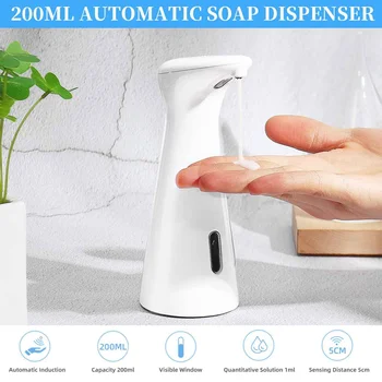 

Automatic Soap Dispenser 200ml Touchless Sensor Hand Sanitizer Non-Touch Hand Washing Lotion Liquid Machine Bathroom Kitchen