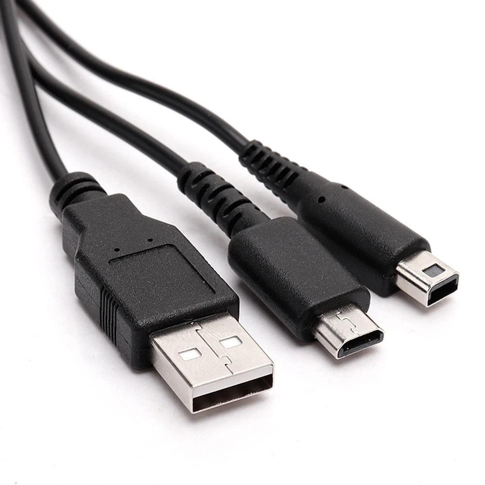 

10 pcs a lot 1.2m USB 2 in 1 Data Charging Cable Charger Dual Connection Wire Cord for NDSI/ NDSL