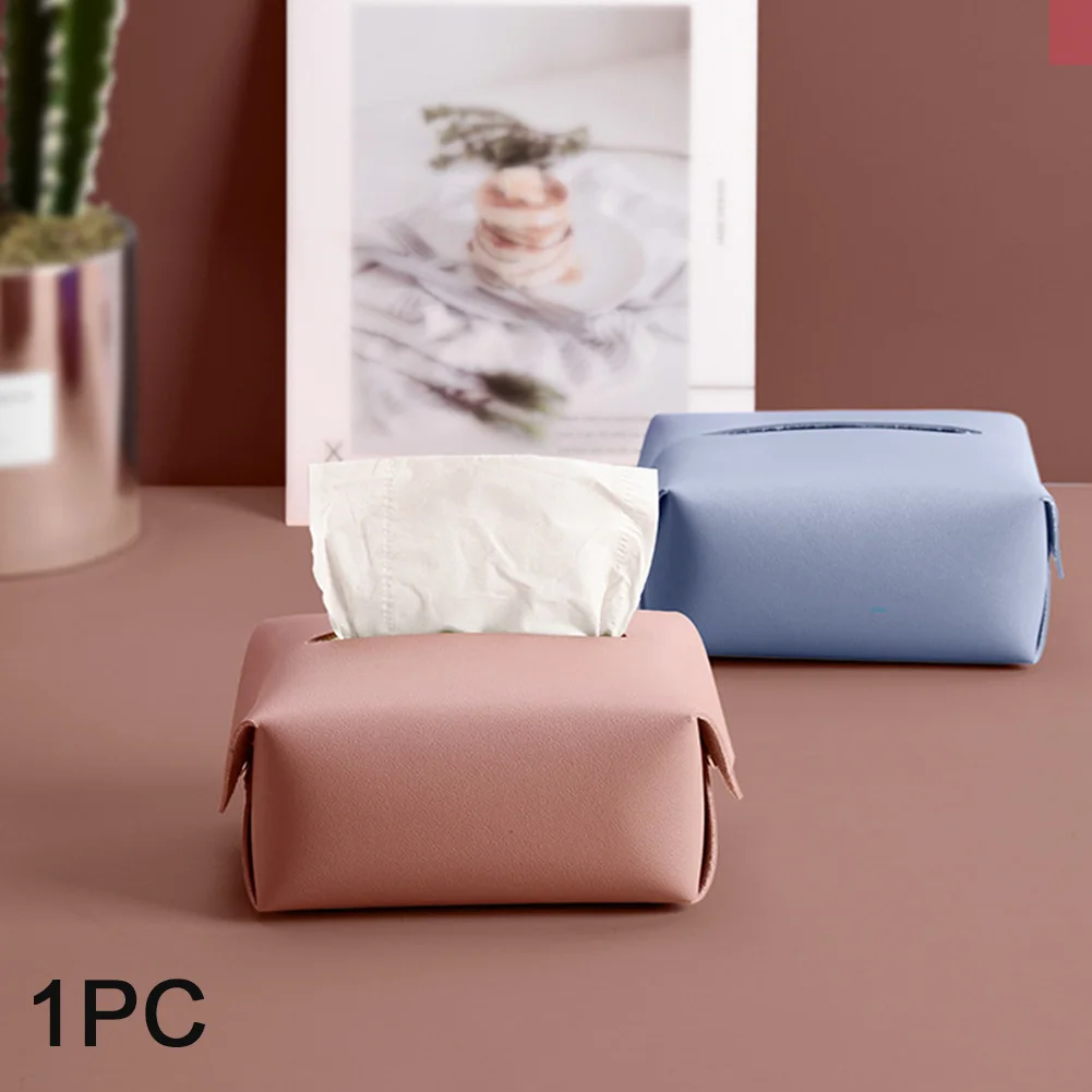 Pouch Paper Container Living Room Home Car Napkin Holder Tissue Box Table Hotel Desktop Office Faux Leather Organizer #734