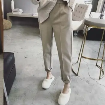 

Women Pencil Pants 2020 Spring Autumn Plus Size Style Wool Female Work Suit Pant Loose Female