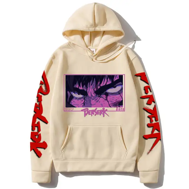 Anime Hoodie Berserk Harajuku Guts Eyes Manga Hoodies Sweatshirt Graphic Winter Pullover Fashion Long Sleeve Men/Women Hoody Beige1