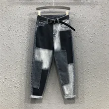 Европейский стиль, весенние и осенние женские джинсы свободного кроя с эффектом потертости, джинсовые брюки