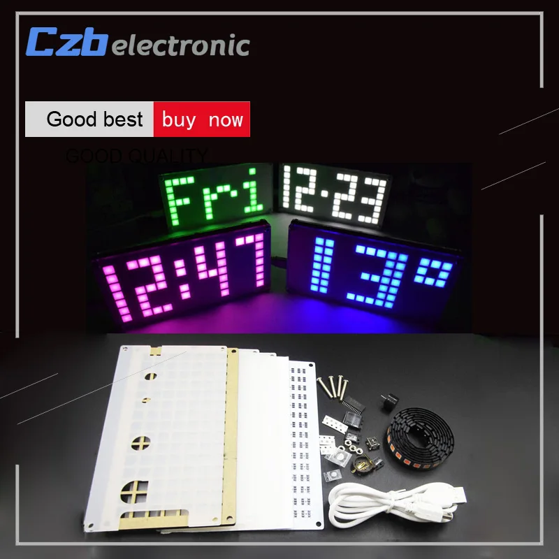 

DS3231 Digital LED Dot Matrix Alarm Clock Kit Touch Key Precision Matrix diy electronic kit