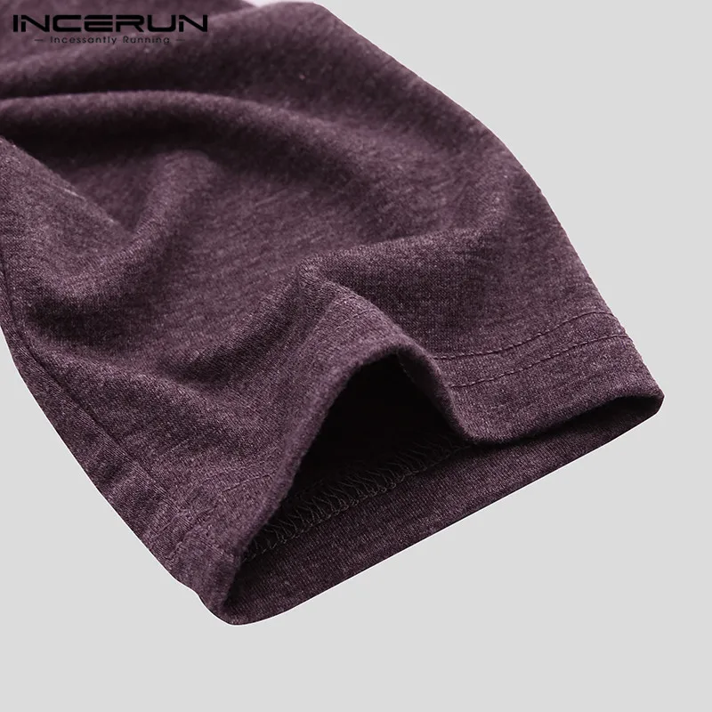 INCERUN 2019 мужская длинная мусульманский с длинным рукавом рубашка с открытым v-образным вырезом новая водолазка модная повседневная