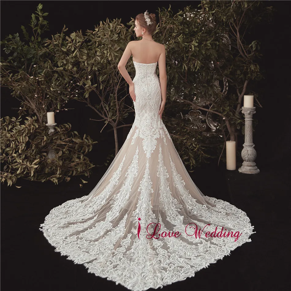 Vestido de novia, милое кружевное свадебное платье, Обнаженная Подкладка, Русалка, роскошное свадебное платье, элегантное свадебное бохо-платье