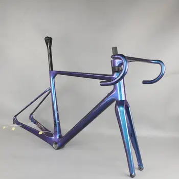 Marco de grava de disco interno de cable camaleónico de 2021 colores Marco de bicicleta de grava súper ligero T1000, marco de grava de bicicleta