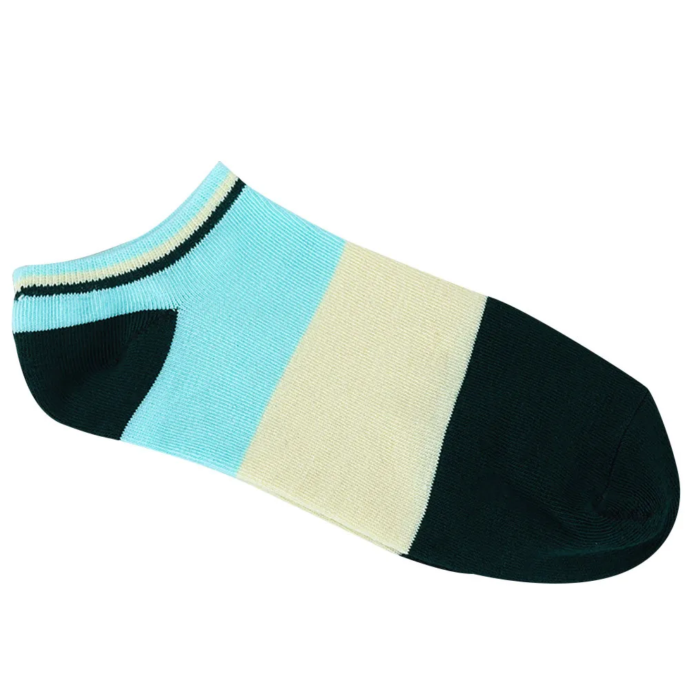 1Pairs Stripe Socks Slippers Unisex Comfortable Cotton Slippers Couple Breathable Funky Short Ankle Socks calcetines divertidos - Цвет: Зеленый