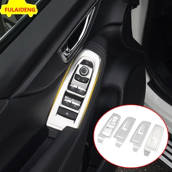 

4pcs For Subaru Forester 2019 Carbon fiber & Black & Silver titanium Window Lift Switch Cover Frame Trim Car Styling