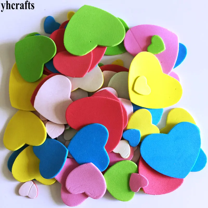 100PCS hearts 1 пакет/УП. Пасхальные пенные наклейки с изображением кролика, яйца, моркови, элементы Пасхальной активности, наклейка на стену, весенние поделки, декоративные украшения детской комнаты - Цвет: 100PCS hearts