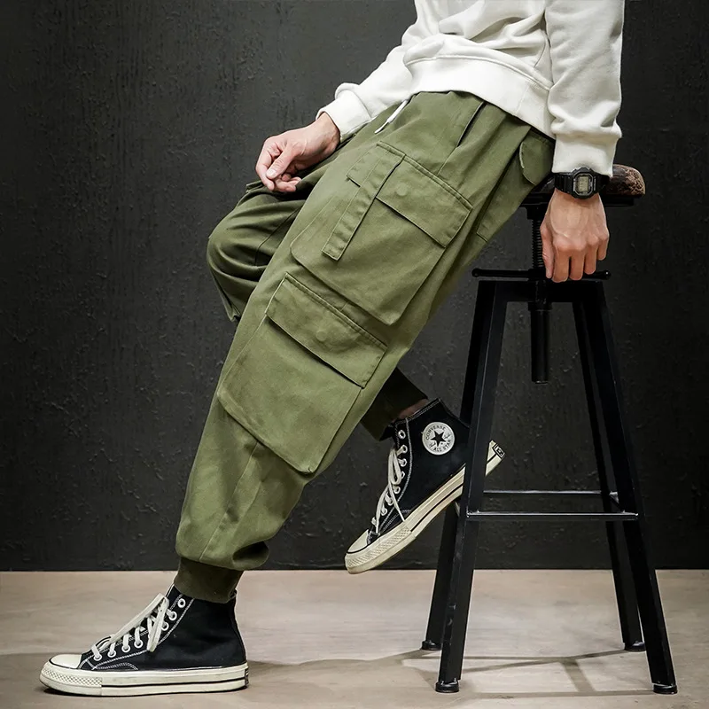 

2020 Spring New Style Japanese-style Macheda Large Size Beam Leg Multi-pockets Capri Bib Overall Hk200