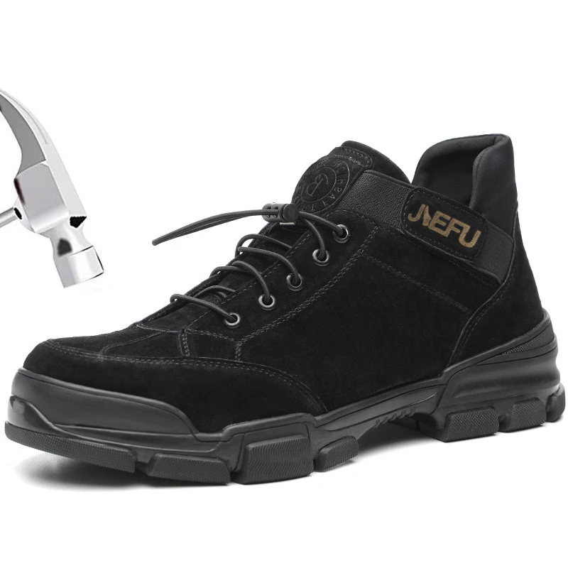 Мужская защитная обувь, промышленные и строительные ботинки, противоскользящие, с прокалывающимся стальным носком, уличные дышащие мужские рабочие ботинки