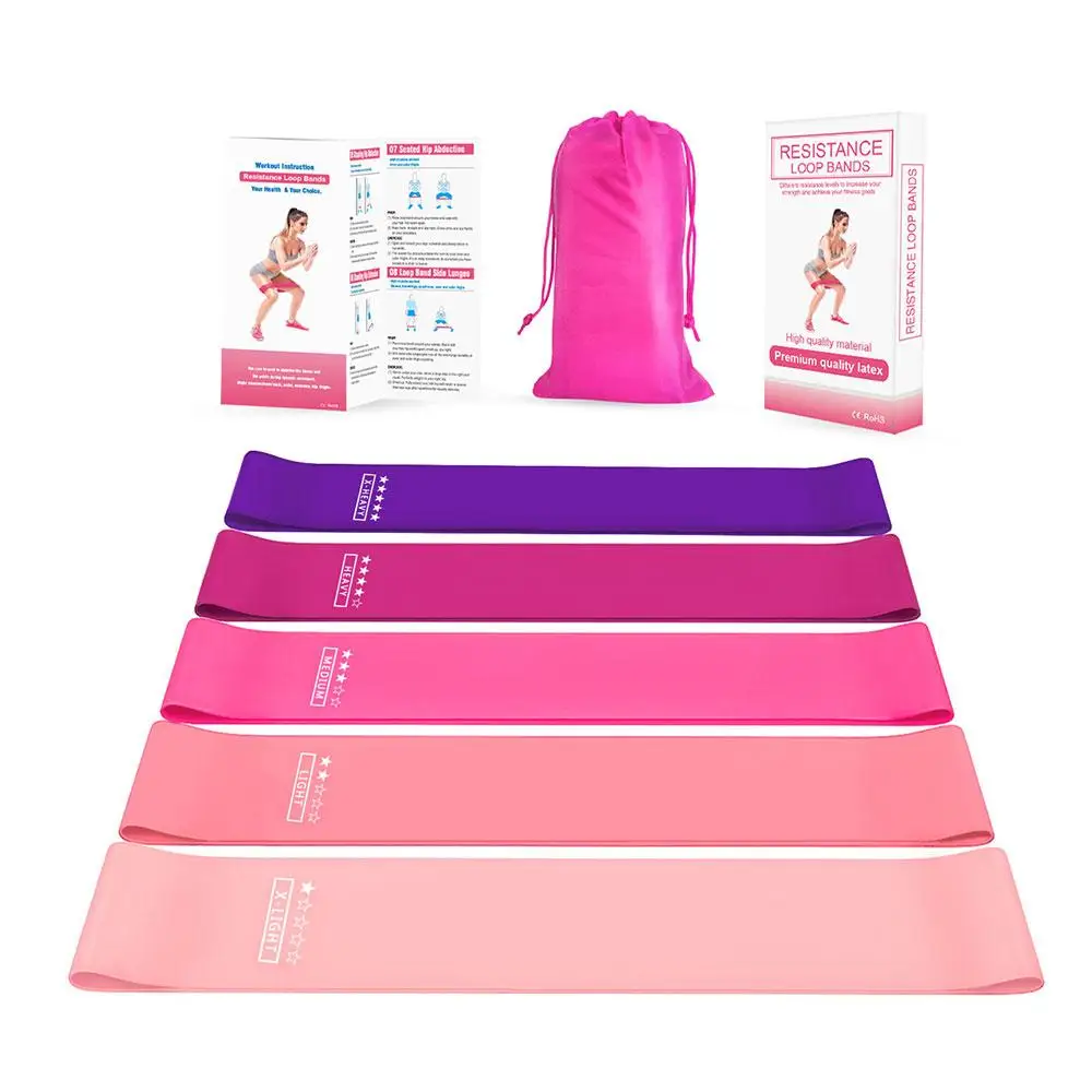 

Exercise Bands Fit Simplify 5pcs Red Gradient Strength Family Pilates Flexbands Natural Latex Carry Bag Pull Loop Stretching