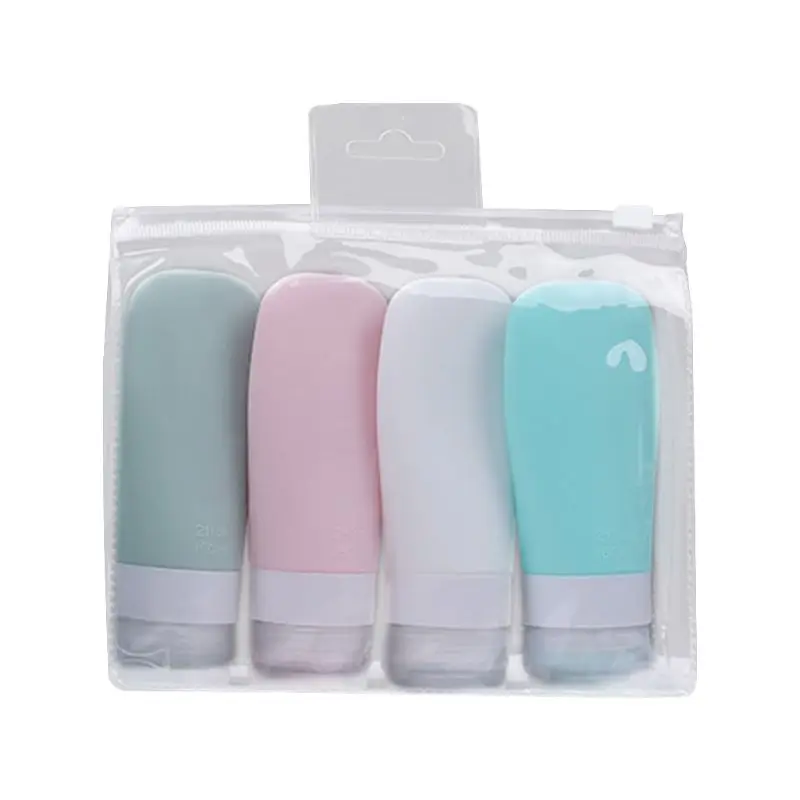 

4Pcs/Set Portable Silicone Empty Bottles Squeezable Refillable Tubes Containers