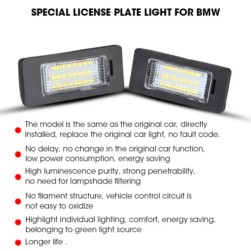 Светодиодный фонарь освещения номерного знака 2x24 SMDs Белый для BMW E82/E88 E90 E91 E92 E93 M3 E39 M5 E60 ошибок резистор яркий 12V 6000K