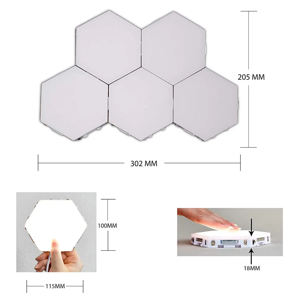 6 шт./1 упаковка с адаптером светодиодный сенсорный настенный светильник креативный модульный квантовый светильник светодиодный настенный светильник с магнитным декором