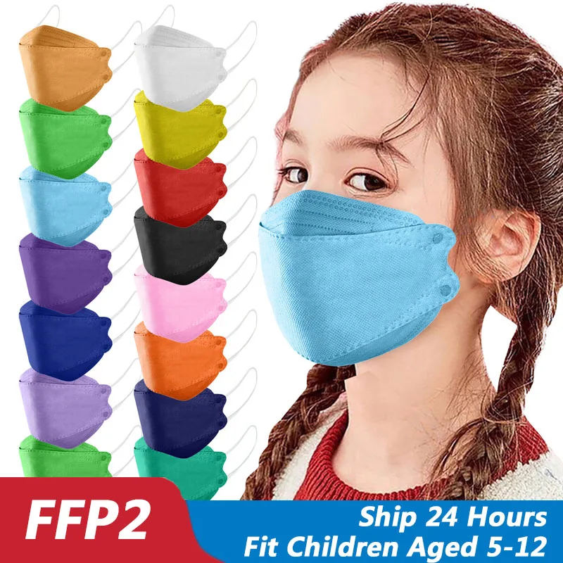 

10PCS Kids Masks FFP2 Colores Fish Shape 4 Layers Niños Mascarillas FPP2 Homologada Infantil Mask Niñas Children FFP2mask CE