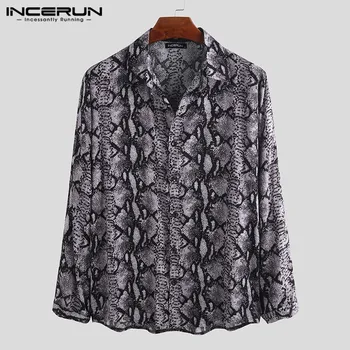 

Fashion Printed Shirt Men Long Sleeve Lapel Button Streetwear High Quality Men Shirts Casual Brand Party Club Tops 2020 INCERUN