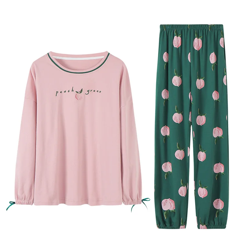 

Women's spring pajamas long-sleeved cotton 2020 new Korean version of sweet and simple cotton spring and autumn home service