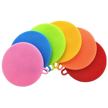

Silicone Dish Sponges - 6 Pack Reusable Sponges for Dishes, Heat Resistant,Double Sided Silicon Brush, 6 Colors