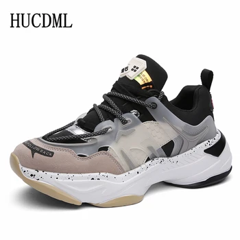 

HUCDML Hot New Platform Mens Shoes Casual 2020 Height Increasing PU Soles Thick Soled Man Sneakers Fashion Trend Dad Shoes Men
