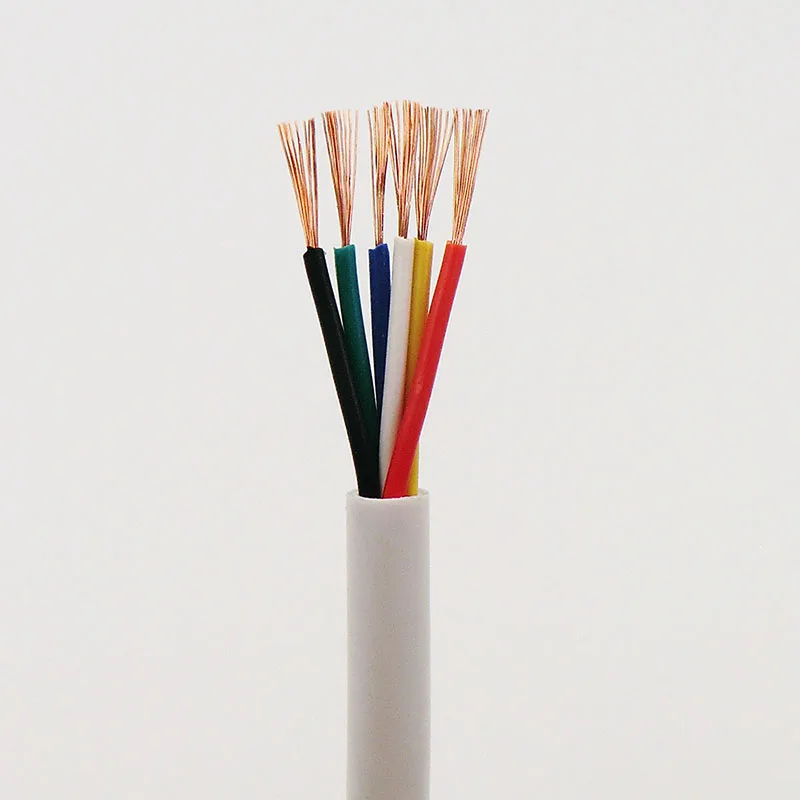 

White Soft Sheath Wire 6 core 0.2, 0.3mm²through Extruding Production Signal Control Line With Oxygen Free Copper 24,22AWG 5m