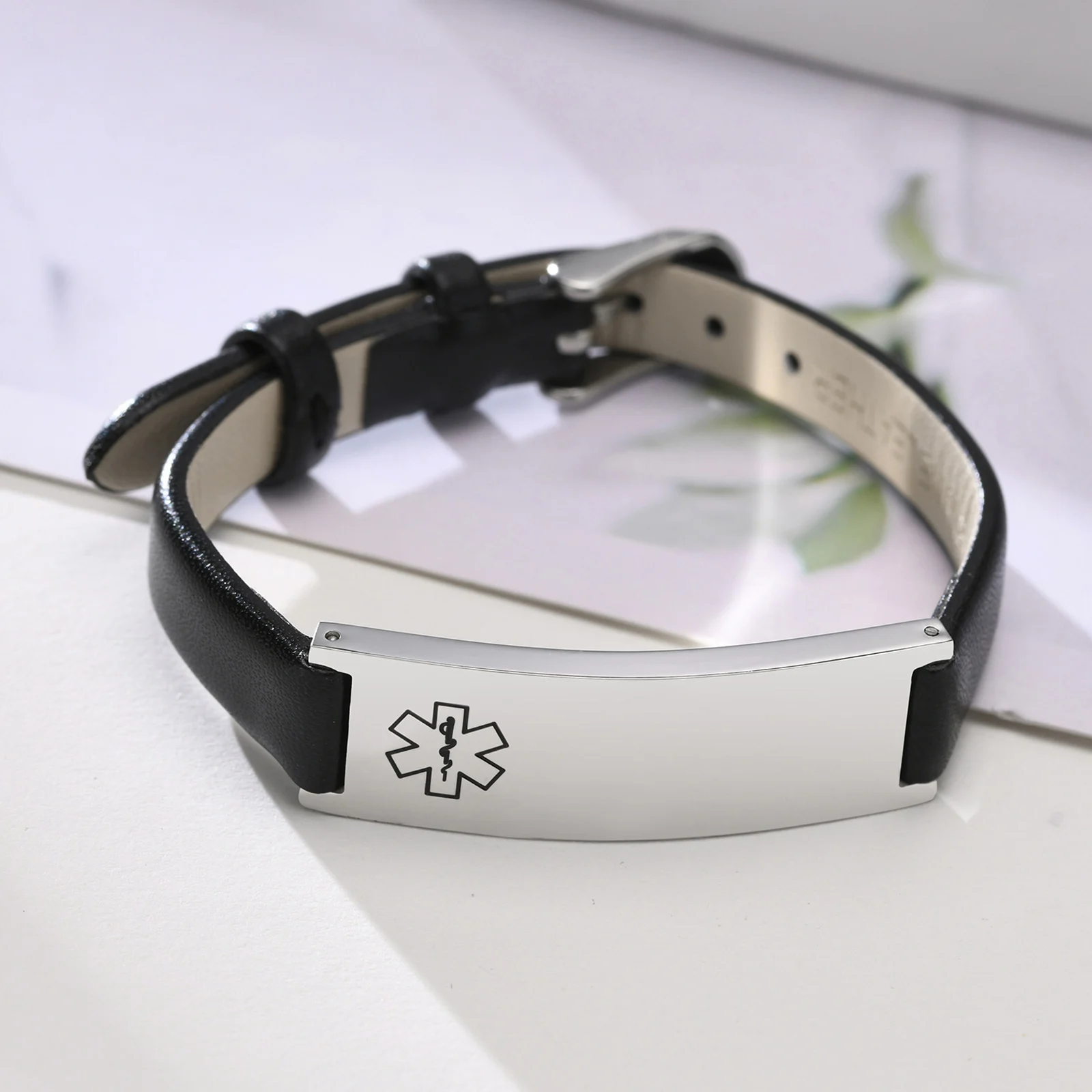 1 Pezzo Braccialetto Medico Personalizzato Inciso A Laser In Acciaio - Foto 2