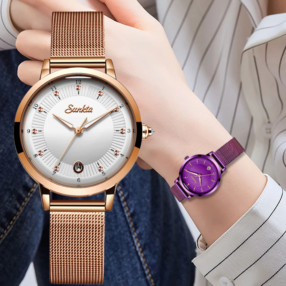 

SUNKTA Women Watches Waterproof Quartz Watch Ladies Top Brand Luxury Female Watch Girl Clock Watch Women Relogio Feminino+Box