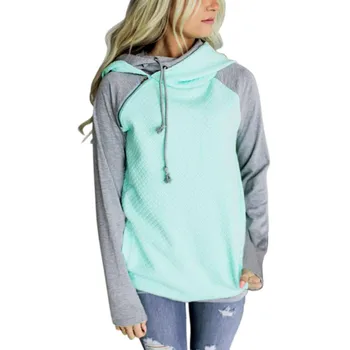 

Women's Elegant Autumn Women Hooeded Sweatshirt Patchwork Long Sleeve Pullover Streetwear 3XL Cotton Blend Hoodies
