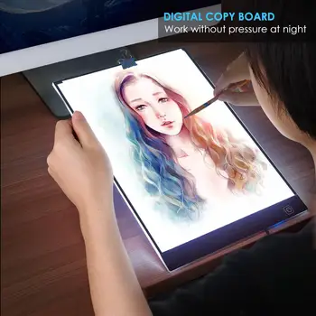 

A4 LED Digital Graphic Tablet Display Panel Luminous Stencil Graphic Artist Thin Art Stencil Draw Board Light Box Tracing Tablet