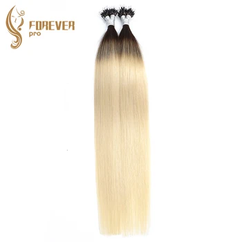 

Micro Beads Fusion Hair Straight Pre Bonded Nano Tip Keratin Real Remy Human Hair Extension Ombre Champagne Color 20" 0.8g/s 40g