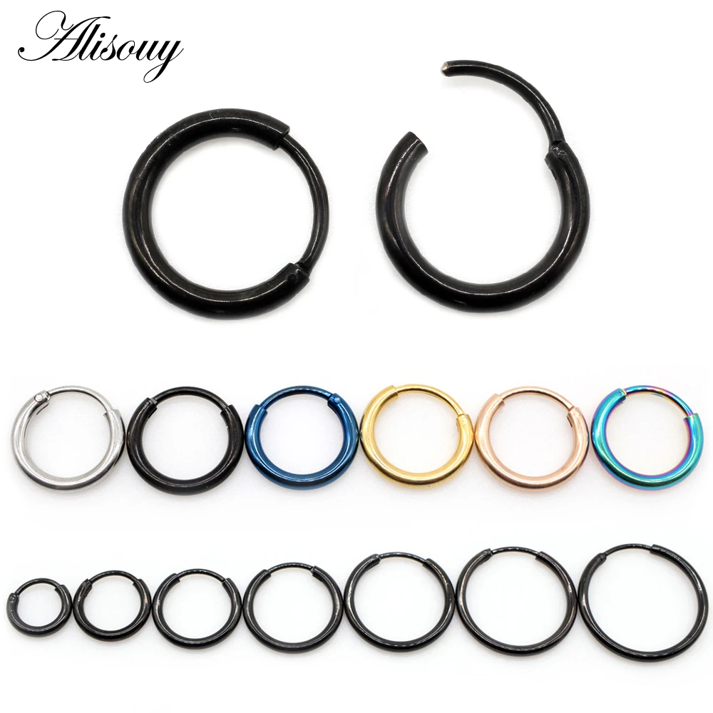 

Маленькие круглые серьги Alisouy в стиле панк для женщин и мужчин, кольца-зажимы для ушей, ушной раковины, носа, для трагуса септума, 2 шт., ювелирные изделия для пирсинга тела