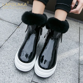 

Lapolaka 2020 Fashion New Genuine Leather Designer Stylish Zipper Platform Trendy Luxury Warm Fur Snow Boots Woman Shoes Female