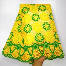 Желтое швейцарское сухое кружево высокое качество кружева модное женское хлопковое кружево «швейцарская вуаль» последние нигерийские кружевные ткани