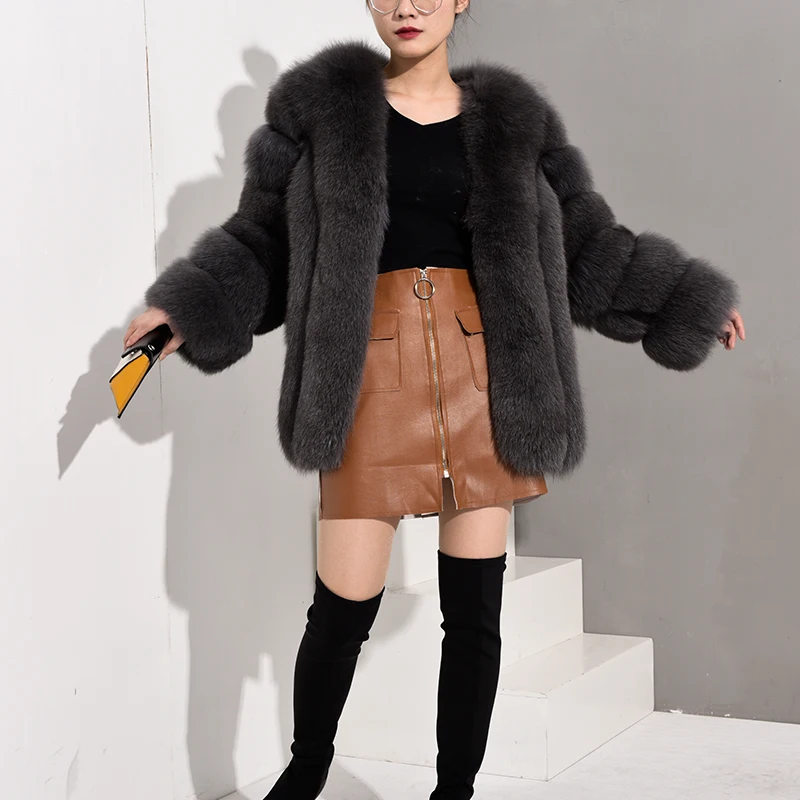 Tatyana Furclub,, натуральный мех, пальто для женщин, модная, теплая, Лисий мех, куртка, толстая кожа, вертикальные полосы, женское, новинка, натуральный мех, пальто