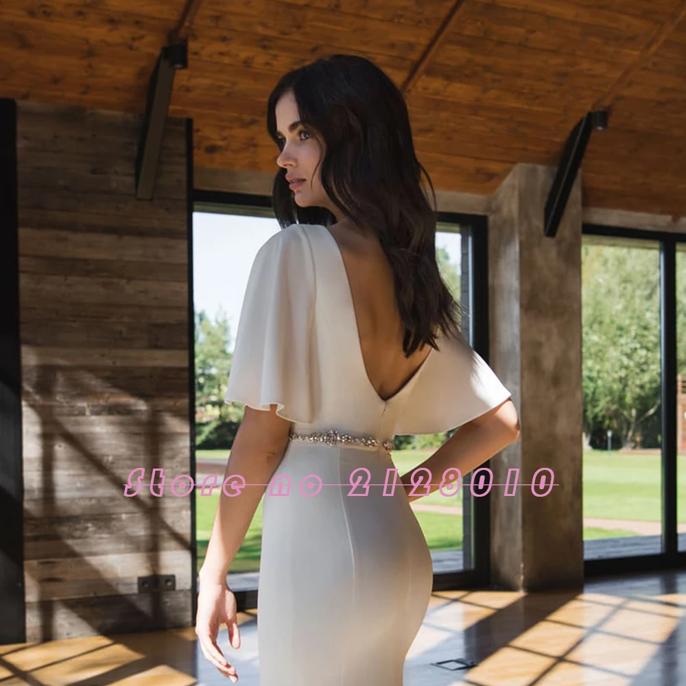 Атласные свадебные платья русалки, Boho Vestido De Noiva Sereia, блестящее Бисероплетение, кристалл, талия, сексуальные элегантные платья с открытой спиной, Boda