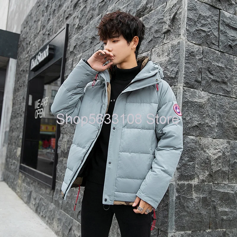 

Couple Down Jacket Male Short Money Thicken 2020 Plus Size Tide Brand Tooling With Cap Coat Male Winter