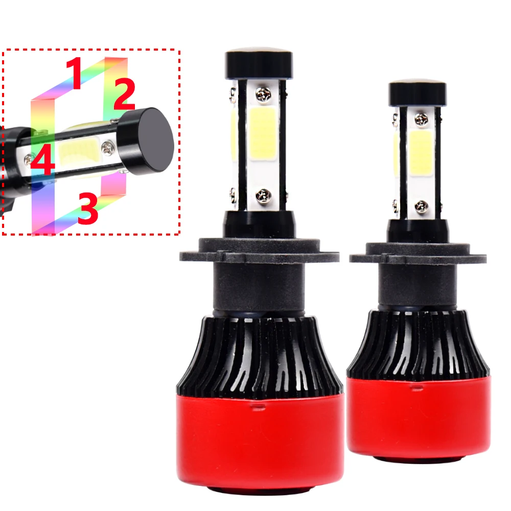 

120W/Pair 16000lm/set H4 Hi lo H7 H11 9005 9006 Car LED Headlight Bulbs Crbrillar 4 Side COB Auto Led Headlamp Fog Light 12V 24V