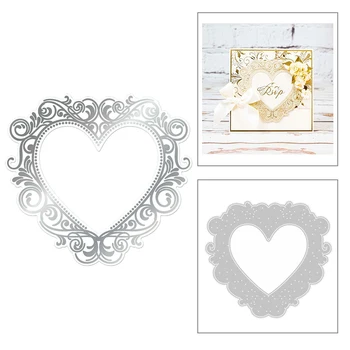

2020 New Valentine Edge Lace Heart Embossing Background Metal Cutting Dies For Scrapbooking Greeting Card Paper Making No Stamps