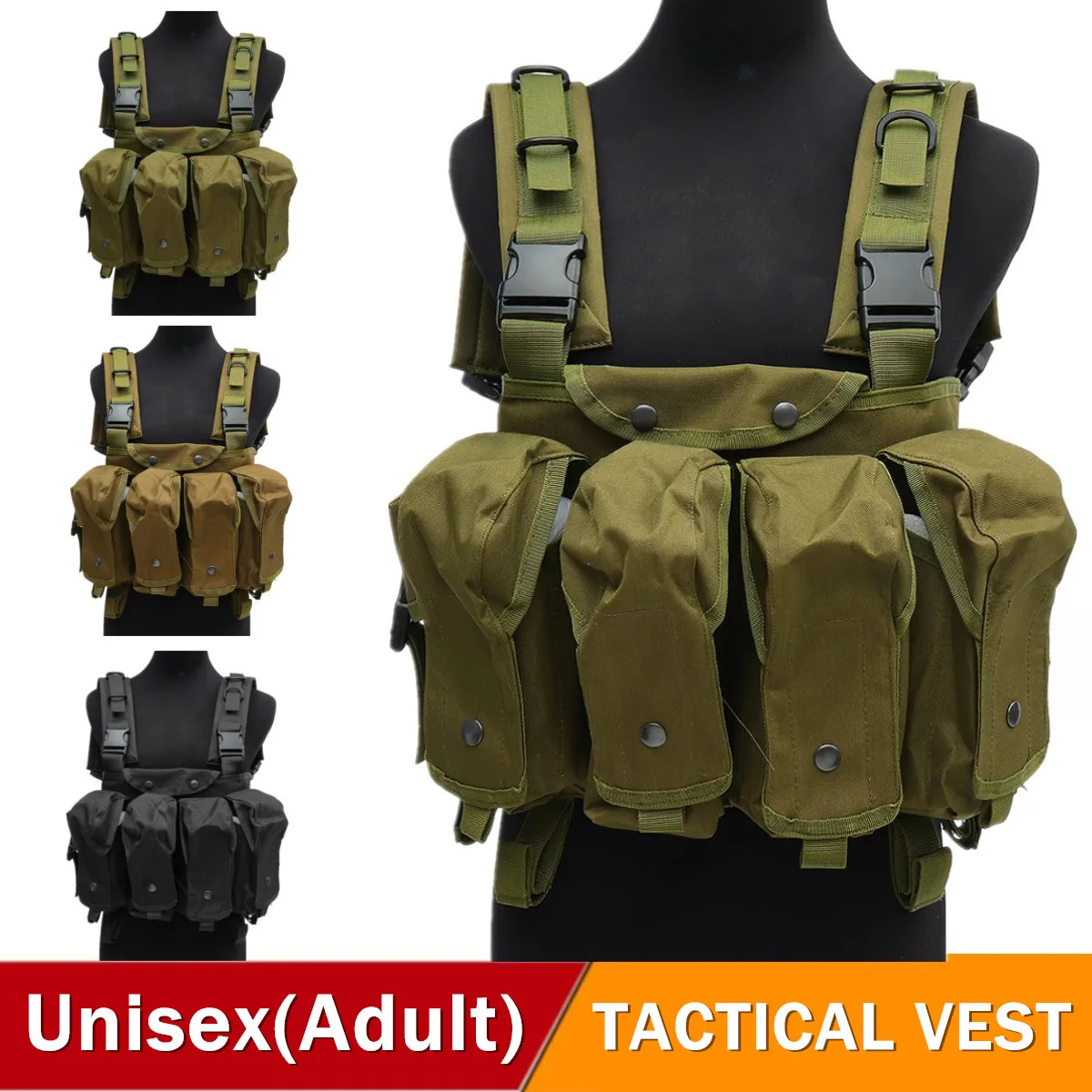 Outdoor Tactical Vest Combat Game Waistcoat Training Storage Carrier Belly Pocket Special Forces Waistcoat Equipment Unisex