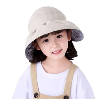 

New Baby Hats Double Sided Summer Kids Sun Hat With Ponytail Hole Girls Cotton Lightweight Wide Brim Beach Cap 2-7T