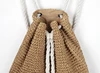 Summer Women Straw Backpack Handmade Beach Bag Drawstring Knapsack Knitted Crocheted Shoulder Bag Travel Bag 6