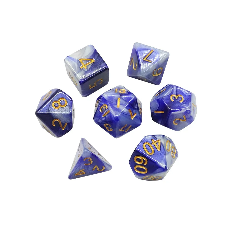 7 шт./компл. Polyhedral TRPG игры DND для блестящих разносторонних костей настольных