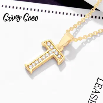 

2020 New Letter T Crystal Necklaces Jewelry for Women Charm Chain Zircon Pendants Necklaces Girls Birthday Gift Collares Collier