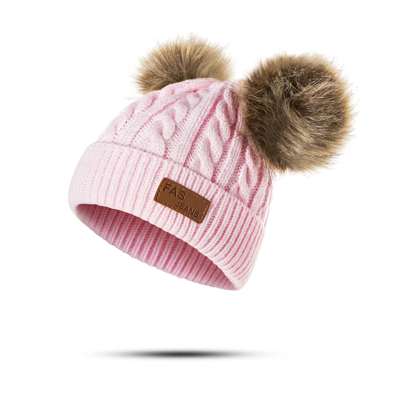 Wish Club/детская зимняя шапка с помпоном, вязаная Милая шапочка для девочек и мальчиков, повседневные однотонные детские шапки для детей 1-3 лет - Цвет: 02