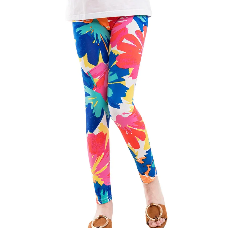 Новинки детские леггинсы для девочек эластичные длинные штаны с цветочным принтом для детей 2-14 лет j2 - Цвет: B